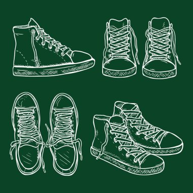 Tebeşir Kroki Gumshoes Vektör Seti