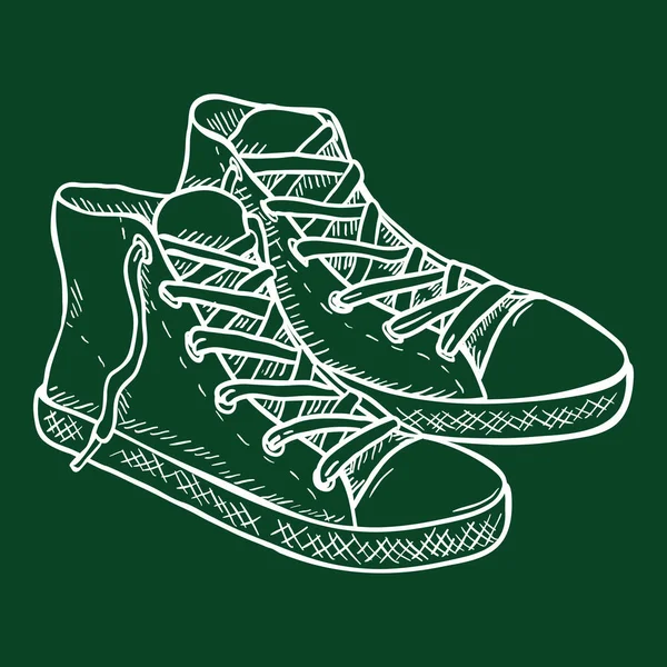 Dibujo de tiza vectorial Ilustración - Par de zapatos de goma casuales — Vector de stock