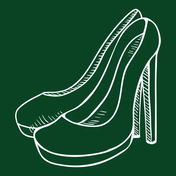 Vector kréta vázlat illusztráció-nők magas sarkú cipő — Stock Vector