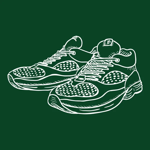 Vector Chalk Sketch Illustration - Pair of Running Shoes — Stock Vector
