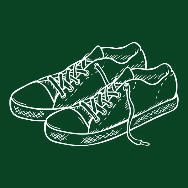 Dibujo de tiza vectorial Ilustración - Par de zapatos de goma casuales — Vector de stock
