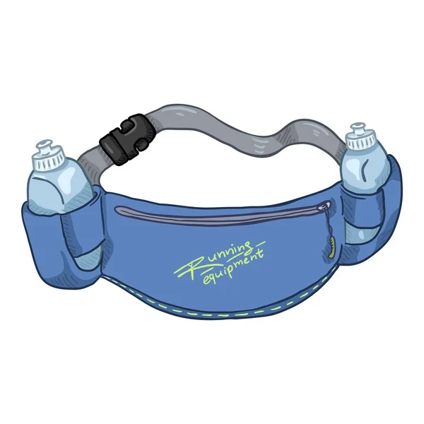Vector Cartoon Blue Belt Bag Illustration (dalam bahasa Inggris). Beltbag Olahraga bagi Pelari - Stok Vektor