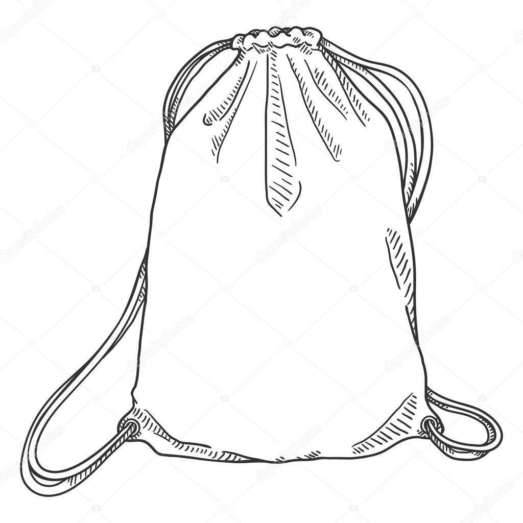 Vector Sketch Drawstring Bag. Shoesbag.