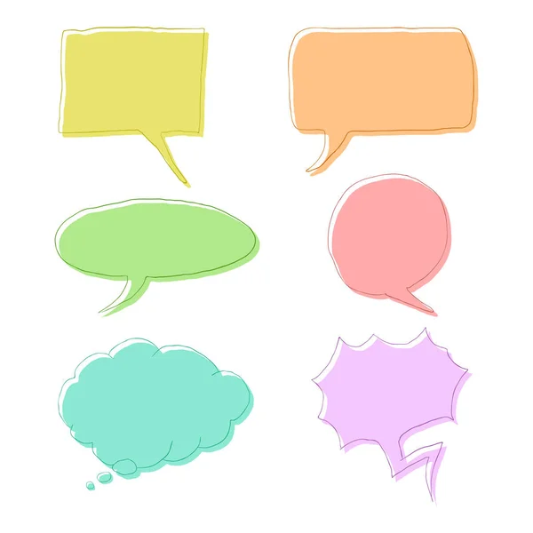 Vector Set of Color Doodle Comics Speech Bubbles. Comix Balloons. — Stock Vector