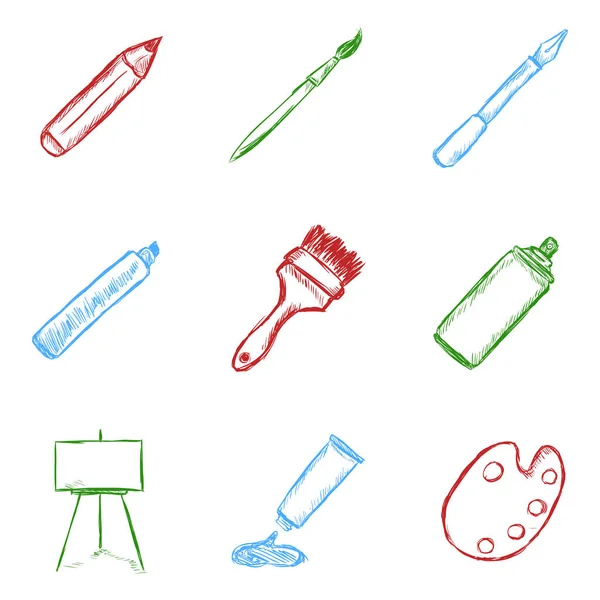 Wektor zestaw ikon rysowania kolorów szkicu — Wektor stockowy