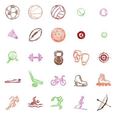 Vektör Renk Kroki Spor Simgeler Seti