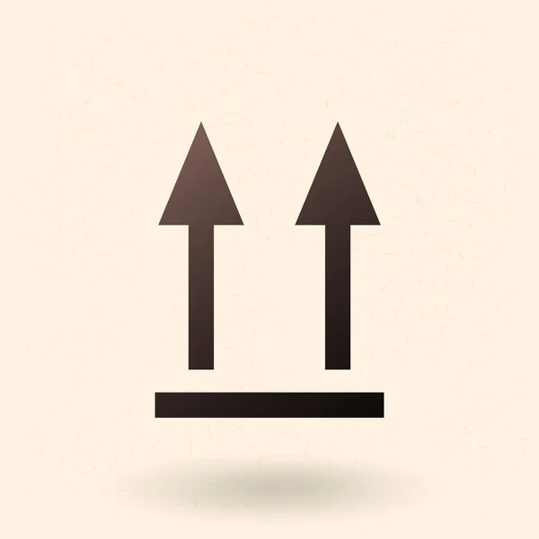 Vektor schwarz grundlegende Symbol - zwei Pfeile nach oben. Zeichen für Paket nicht umdrehen. — Stockvektor