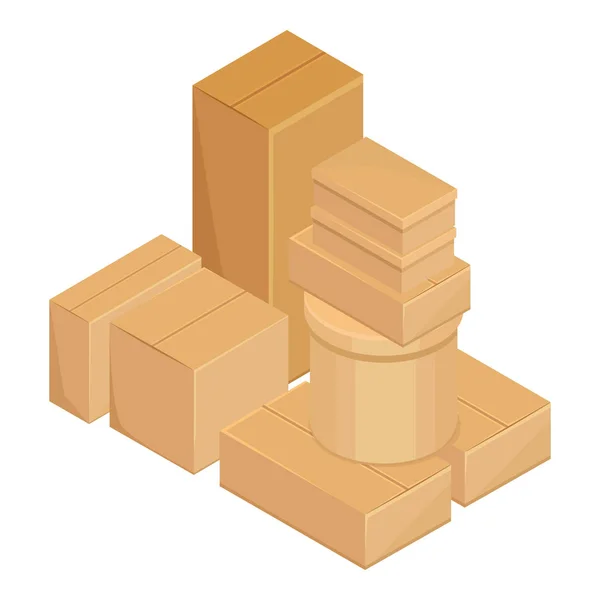 Halom karton dobozok különböző méretű és formájú. Vektor lakás illusztrációja kiköltöznek. — Stock Vector