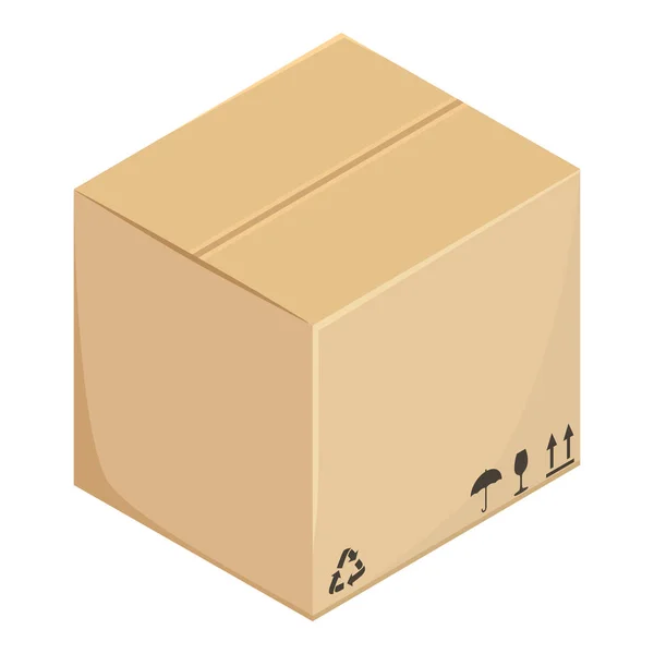 Illustration plate vectorielle unique de la boîte en carton. Vue isométrique . — Image vectorielle