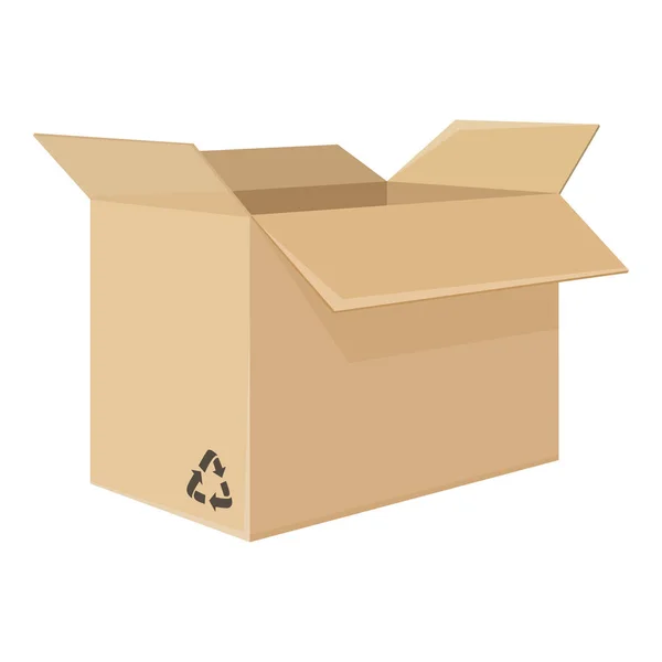 Vector Single Flat Illustration of Open Cardboard Box. — Stock Vector