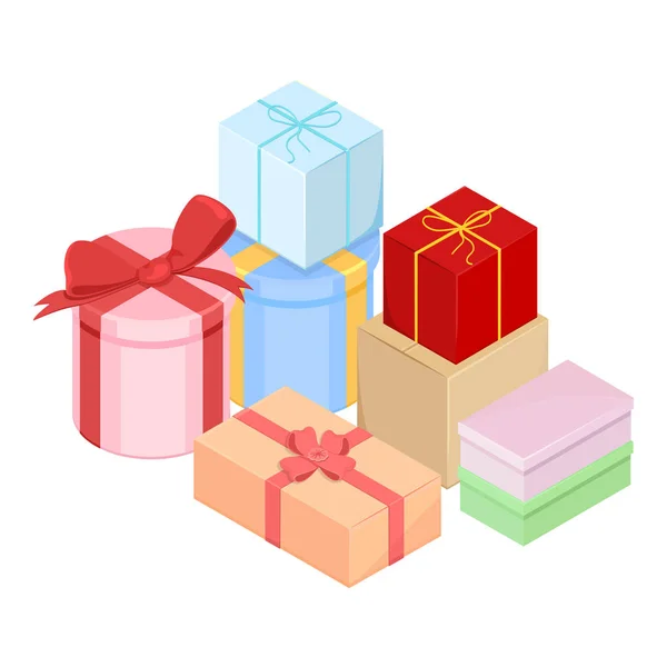 Vektor Stapel von bunten Geschenkboxen — Stockvektor