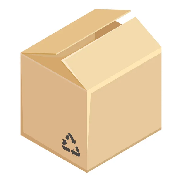 Vector Single Flat Illustration of Open Cardboard Box. Isometric View. — Stock Vector