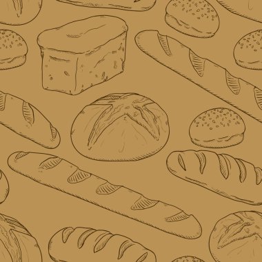 Vektör Dikişsiz Çizim Ekmeği Deseni