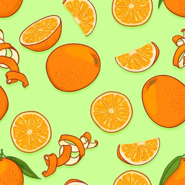 Vector Seamless Pattern of Cartoon Oranges vector