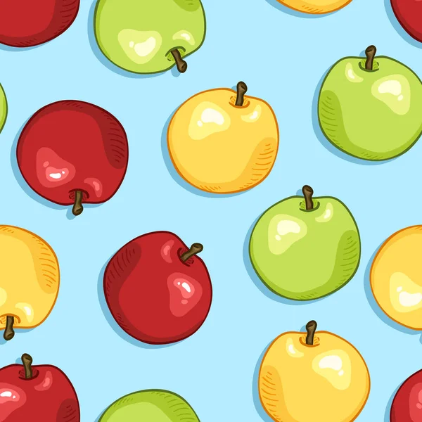 Vektor nahtloses Muster von Cartoon-Äpfeln — Stockvektor