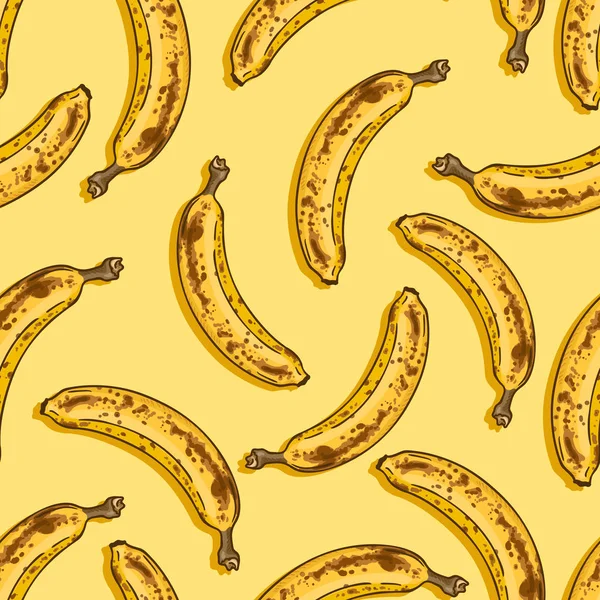 矢量无缝图案的卡通过度香蕉 — 图库矢量图片