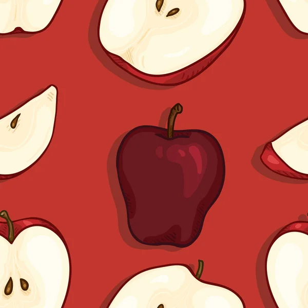 Wektor bezszwowy wzór kreskówki czerwone jabłka — Wektor stockowy