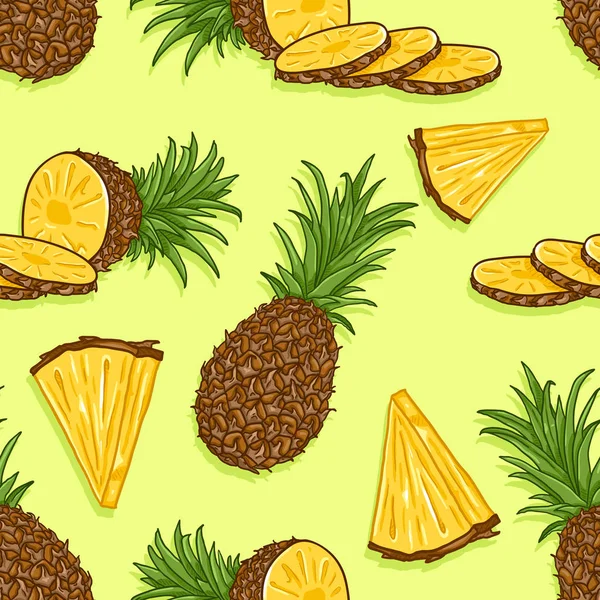 Vector naadloze patroon van Cartoon ananassen — Stockvector