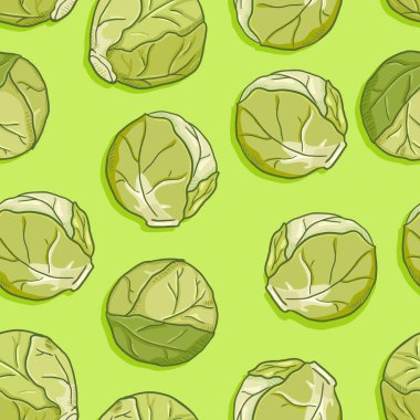 Karikatür Brüksel Lahana vektör dikişsiz desen