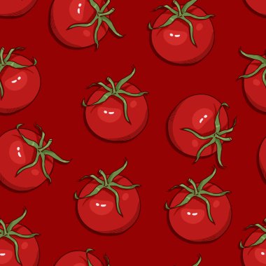Karikatür Domates Vektör Dikişsiz Desen