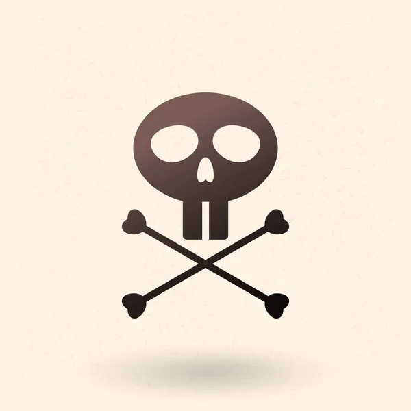 Icône Vector Black Basic Skull and Cross Bones — Image vectorielle