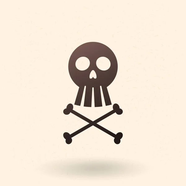 Icône Vector Black Basic Skull and Cross Bones — Image vectorielle