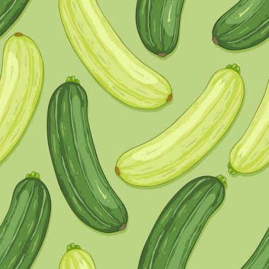 Vector Seamless Pattern of Zucchini Fruits