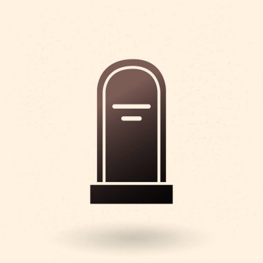 Gravestone Icon. Vector Black Silhouette of Tombstone