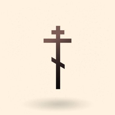 Vector Black Silhouette of Ortodox Cross. Religion Icon. Christian Symbol.