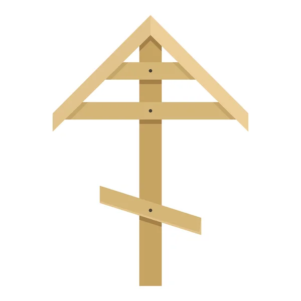 Wooden Ortodox Cross. Vector Flat Cemetery Icon. — Stock Vector