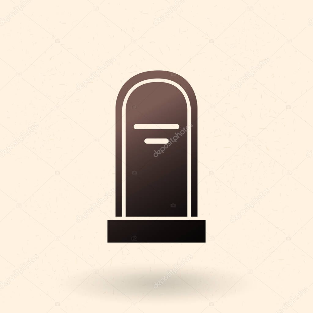 Gravestone Icon. Vector Black Silhouette of Tombstone