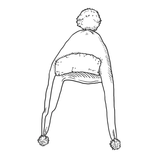Векторный скетч Зимняя Шляпа. Головной убор . — стоковый вектор