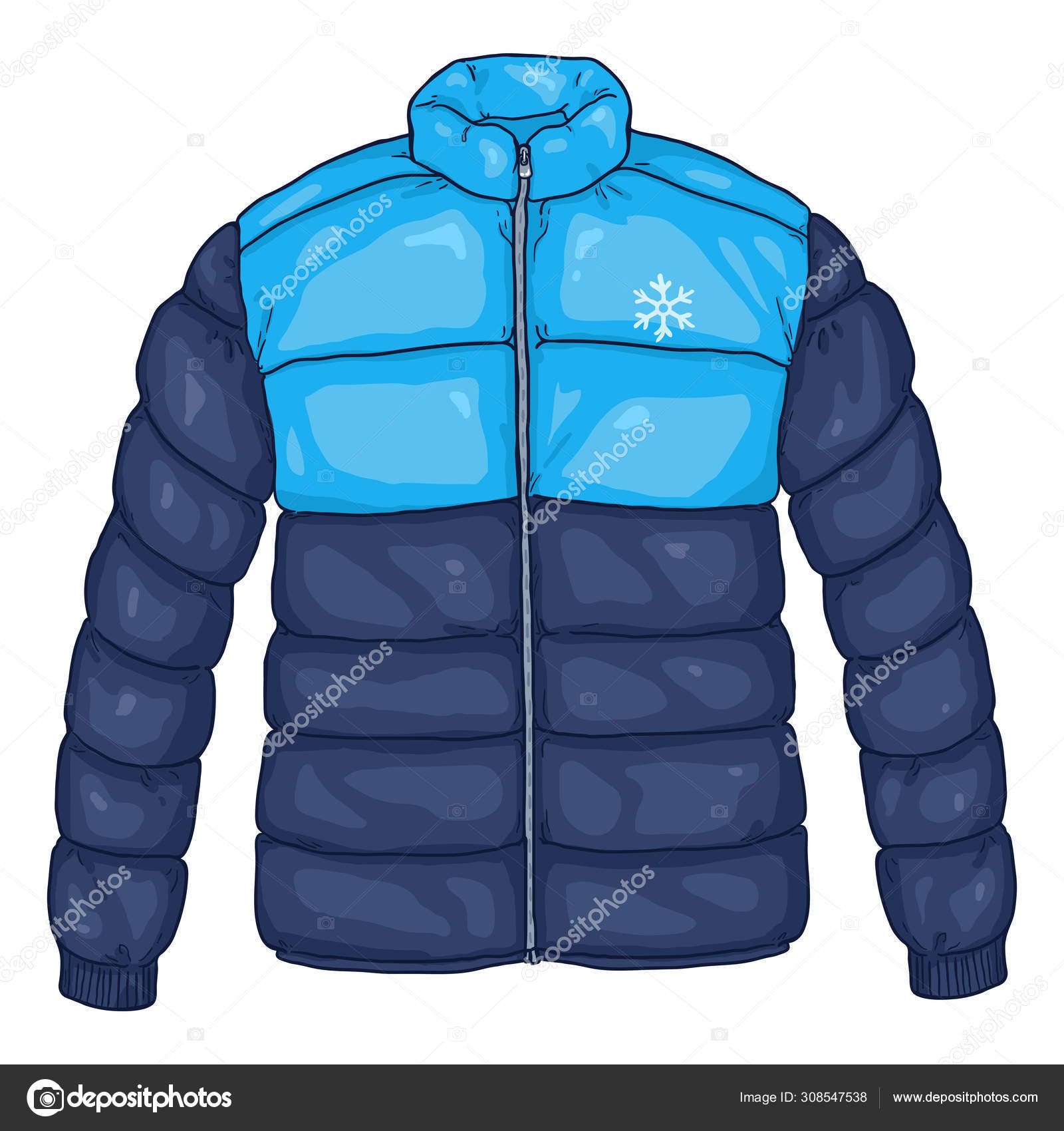 Vector Cartoon Blue Down Jacket Illustration Stock Vector by