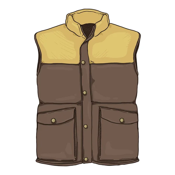 Vector Cartoon Down Vest. Casaco de cintura marrom —  Vetores de Stock