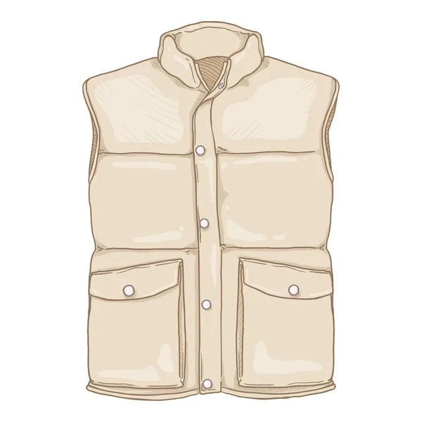 Ilustração do colete. Vetor Desenhos animados Bege Down Vest . — Vetor de Stock