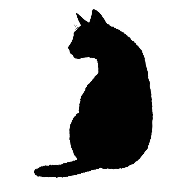 Silhueta de Gato Sentado. Logotipo de felino preto vetorial . — Vetor de Stock