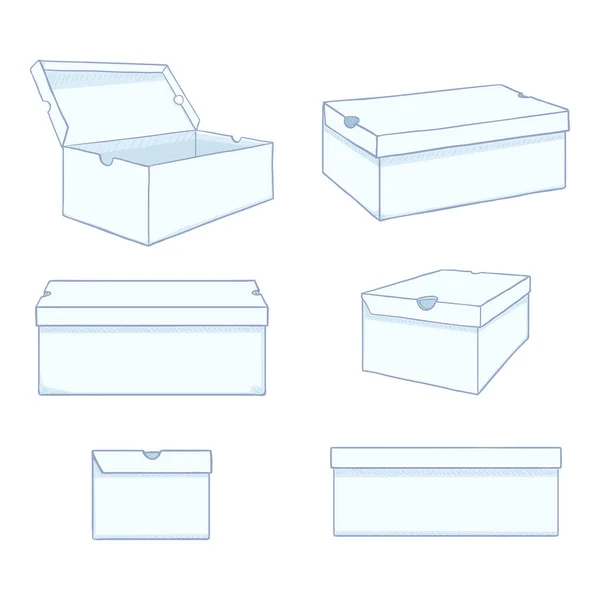 Vector Set of Cartoon White Shoe Boxes Illustration. — 스톡 벡터