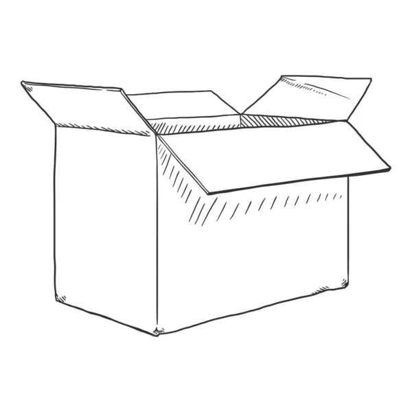 Vector Sketch Open Cardboad Box — Διανυσματικό Αρχείο