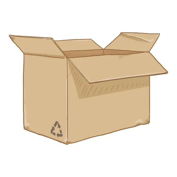 Vector Cartoon Open Cardboad Box — Stok Vektör