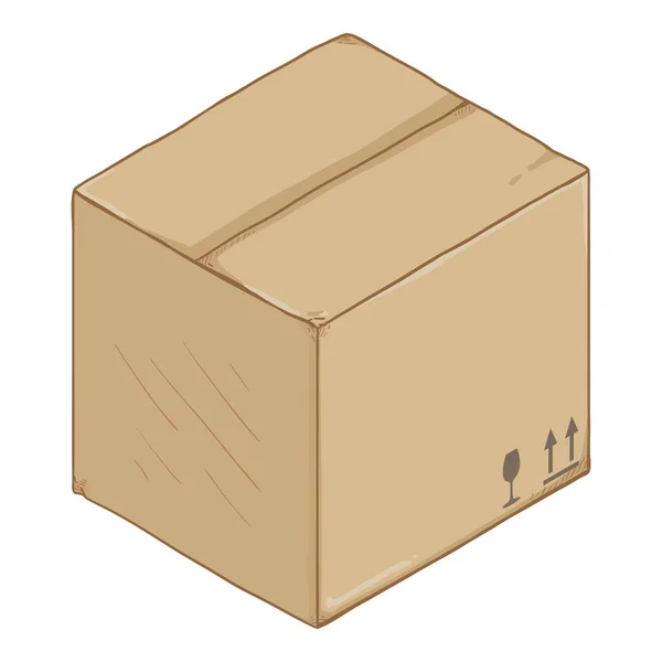 Caixa de papelão de desenhos animados vetorial — Vetor de Stock