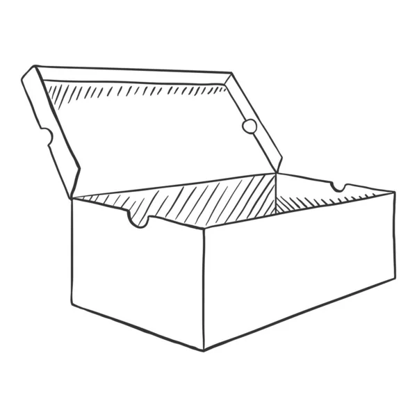 Vector Sketch scatola di scarpe aperte — Vettoriale Stock