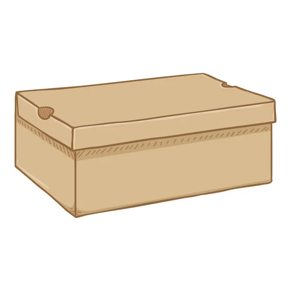 Caja de zapatos. Caja de zapatos de cartón marrón cerrado de dibujos animados . — Vector de stock