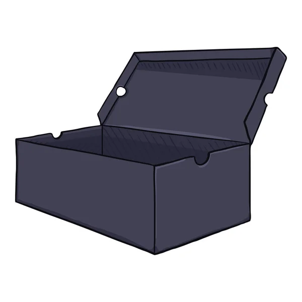 Vector Cartoon Open Dark Blue Shoes Box — Stock vektor