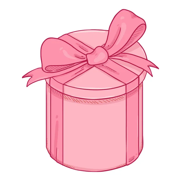 Caixa de presente cilíndrica rosa dos desenhos animados do vetor — Vetor de Stock