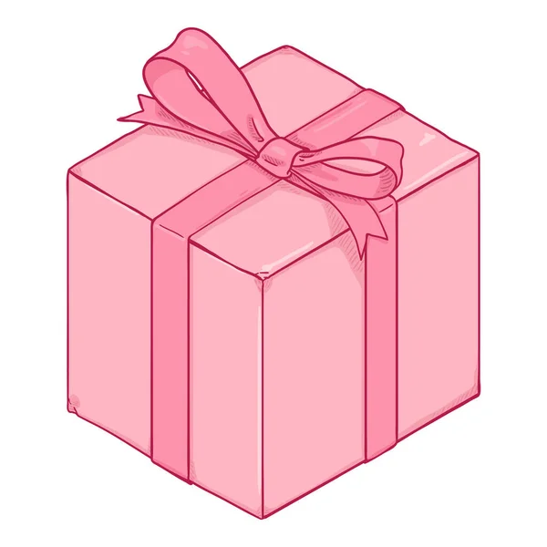 Caixa de presente rosa dos desenhos animados do vetor com fita e arco — Vetor de Stock