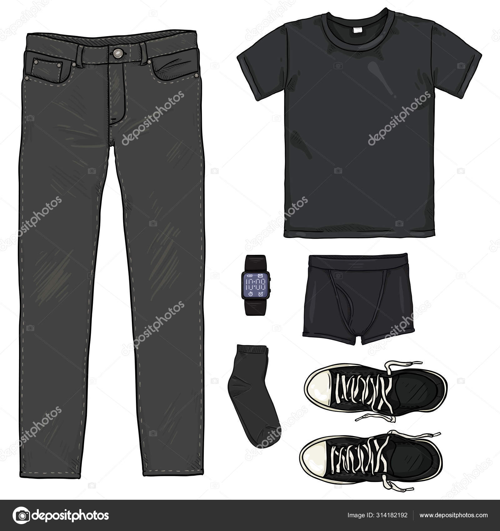 Vector Cartoon Set of Black Men Clothes. Stock Vector Image by