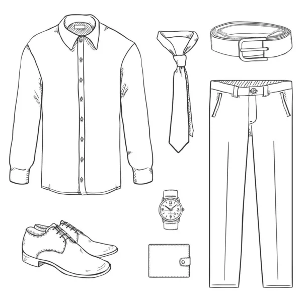 Vector schets set van mannen zakelijke kleding — Stockvector