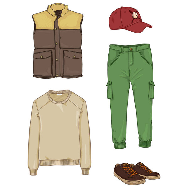 Vector Set of Cartoon Men Clothing.