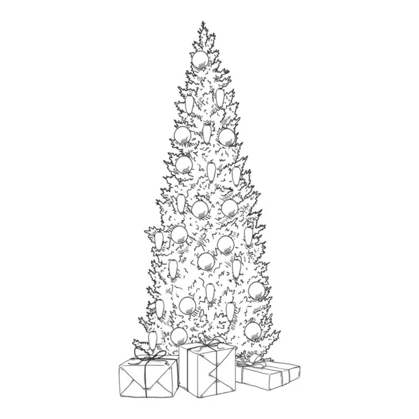 Vector Esboço Árvore de Natal — Vetor de Stock