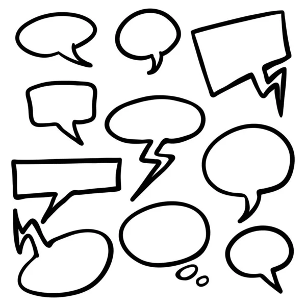 Vector Set of Black Outline Speech Bubbles. — Stock Vector